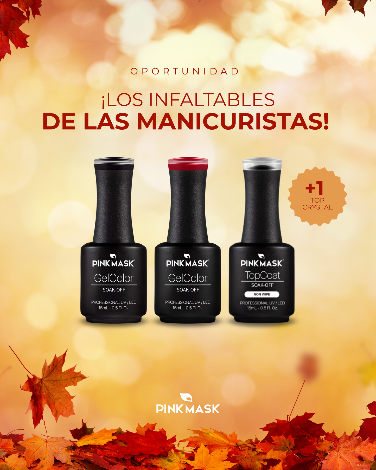Kit 3 Esmaltes + 1 Top Crystal De Regalo 🎁 Pink Mask