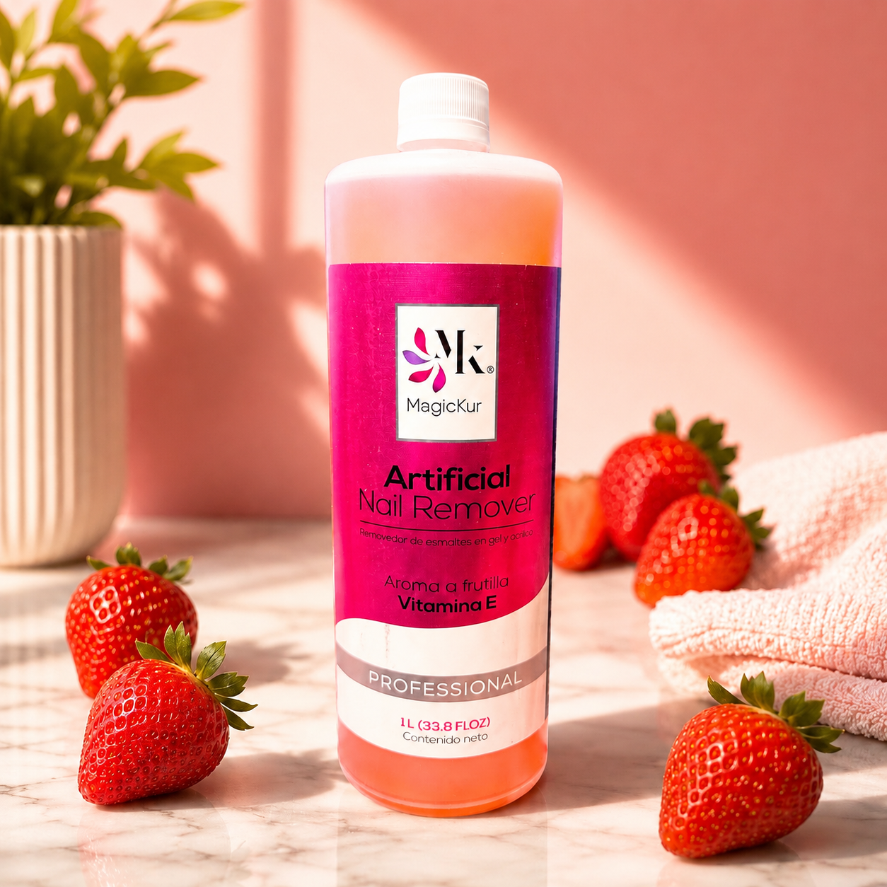 Removedor De Esmaltes Aroma Frutilla Magickur 1 Litro