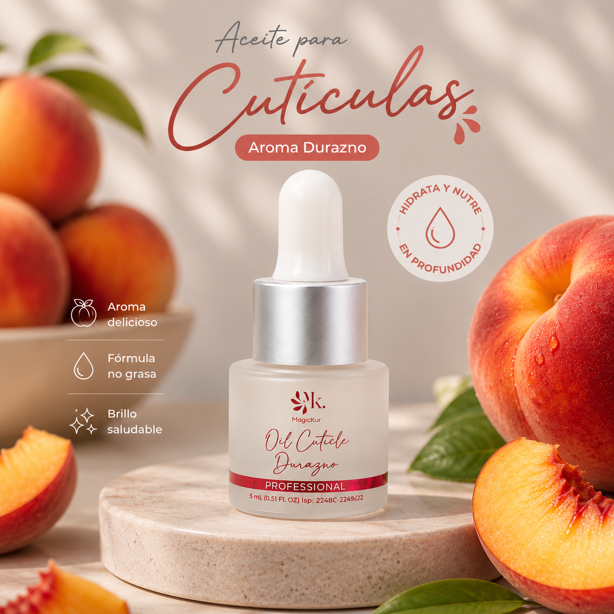 Aceite De Cutículas Durazno Magickur 5 ml