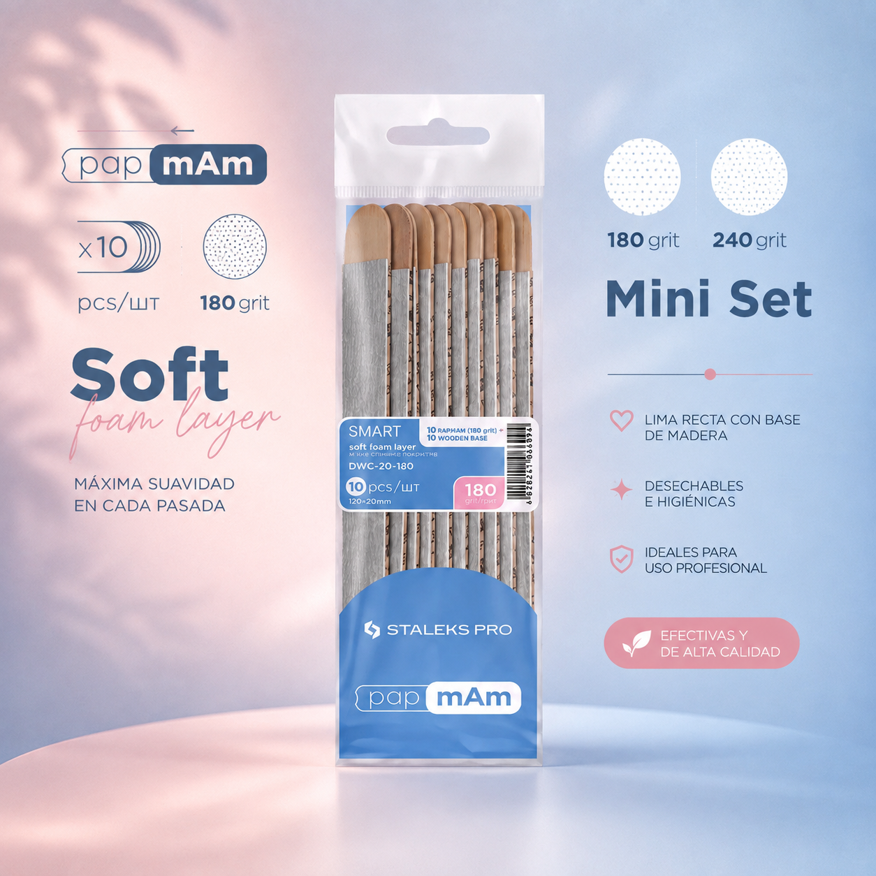 Set Limas Papmam Soft 180 Staleks Pro - 10 unidades
