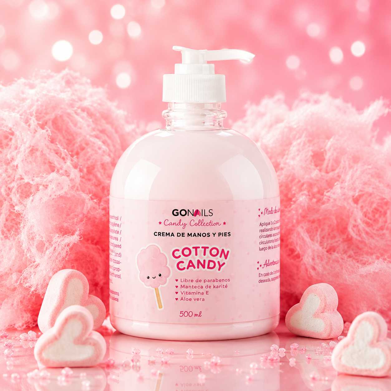 Crema De Manos y Pies Go Nails Cotton Candy 500 ml