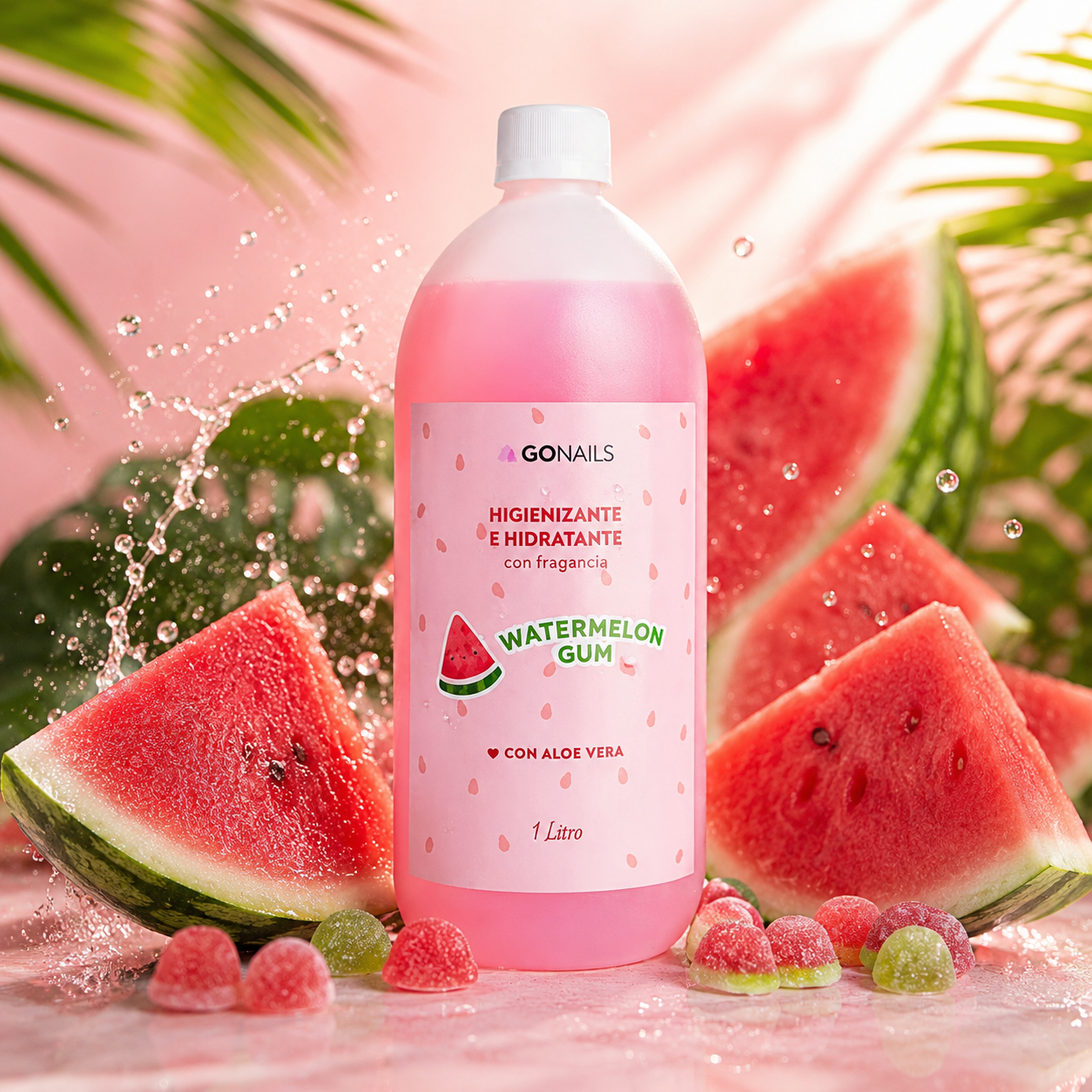 Higienizante e Hidratante De Manos y Pies Watermelom Go Nails - 1 Litro