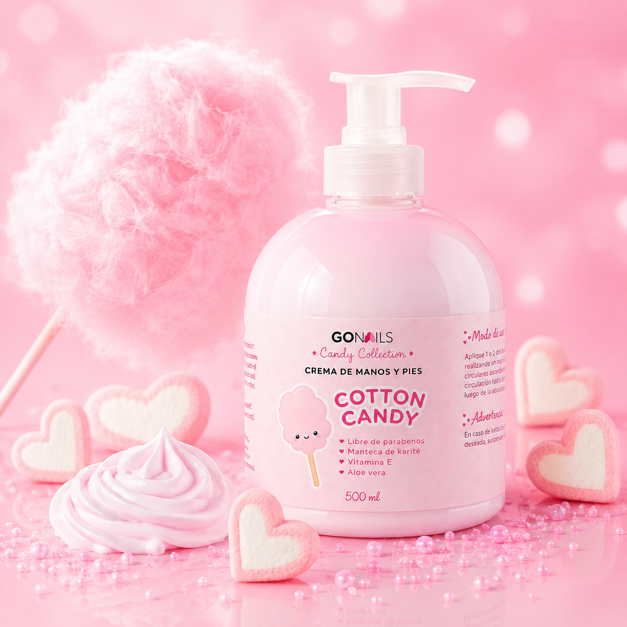 Crema De Manos y Pies Go Nails Cotton Candy 500 ml