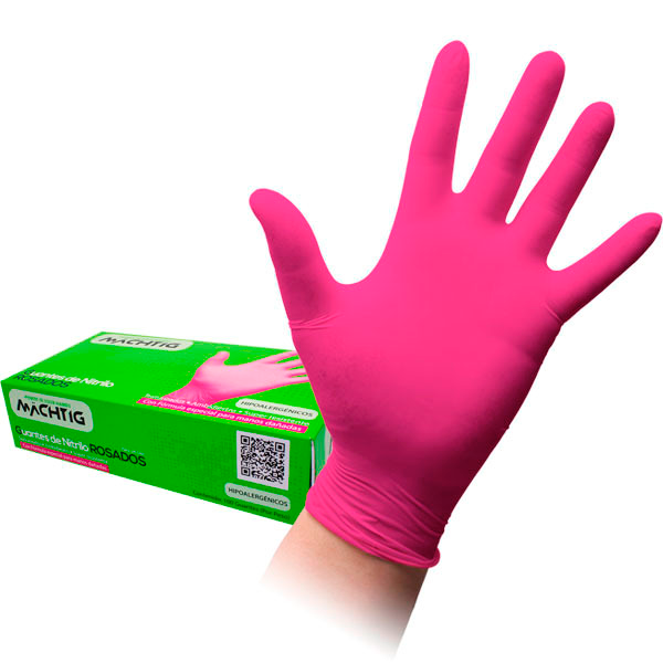 Guantes De Nitrilo Talla M Fucsia