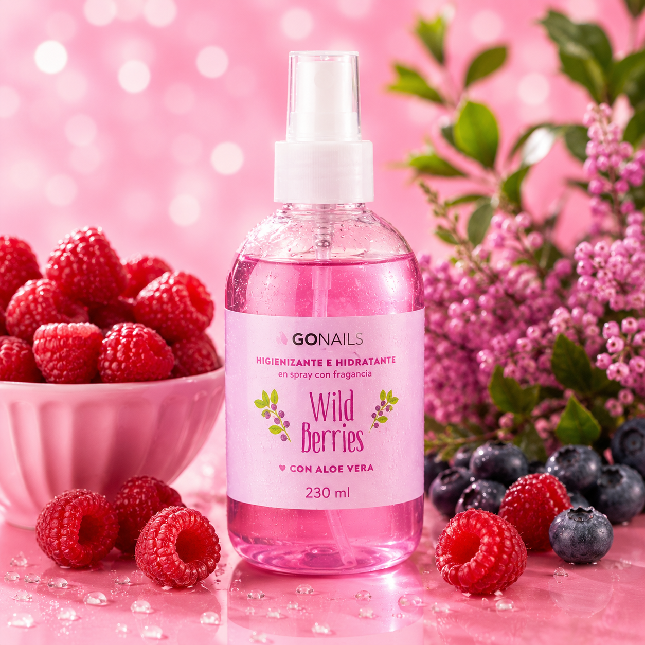 Higienizante e Hidratante De Manos y Pies Wild Berries Go Nails- 230 ml