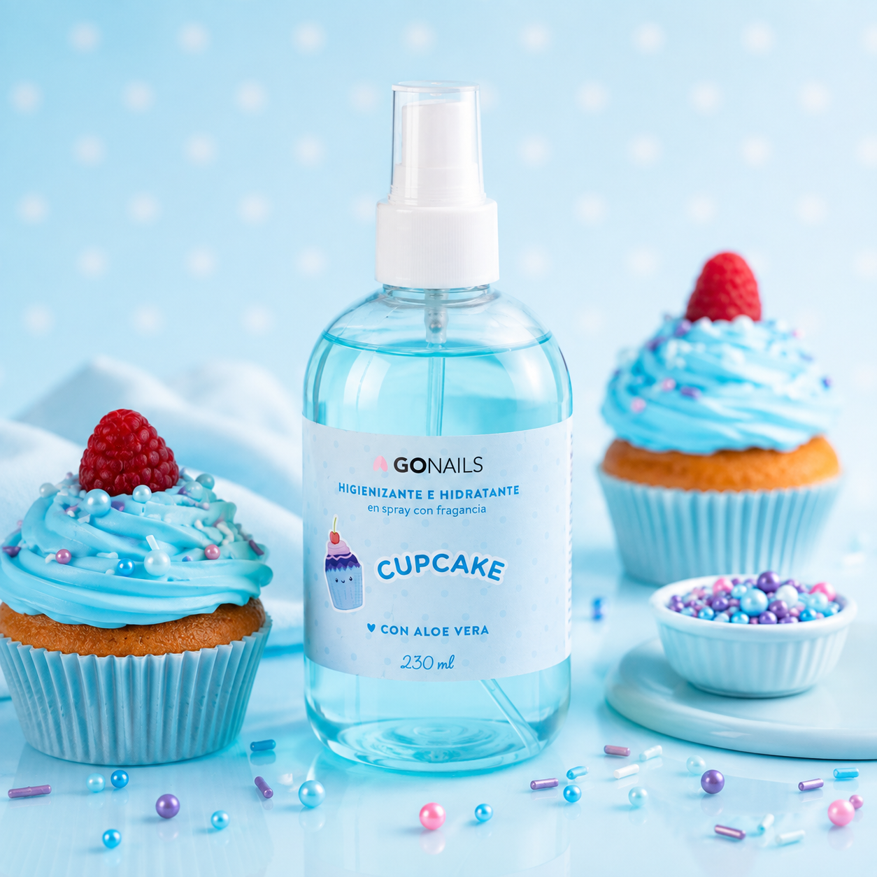 Higienizante e Hidratante De Manos y Pies Cupcake Go Nails 230 ml