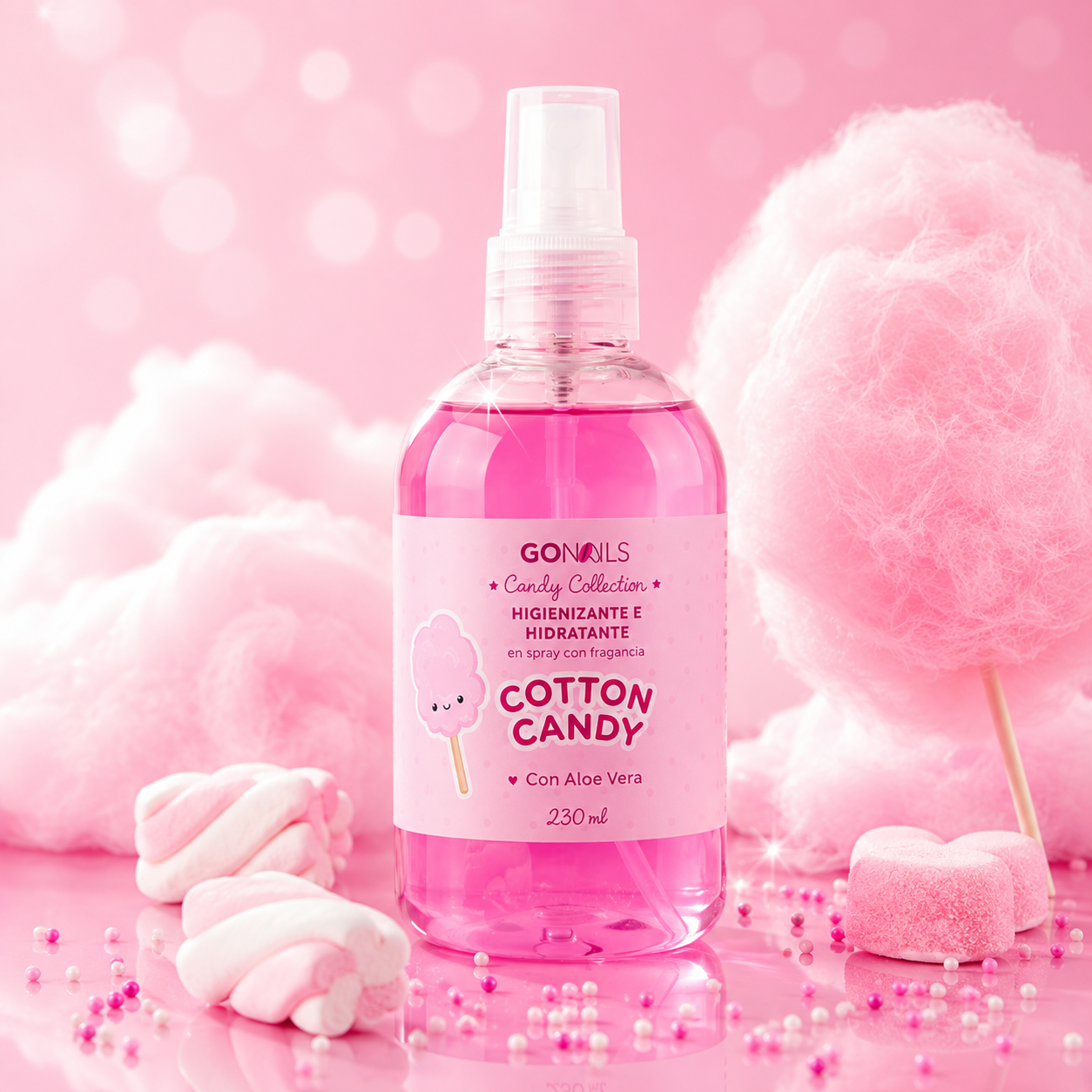 Higienizante e Hidratante De Manos y Pies Cotton Candy Go Nails 230 ml